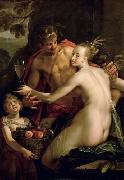 Bacchus, Ceres and Amor., Hans von Aachen